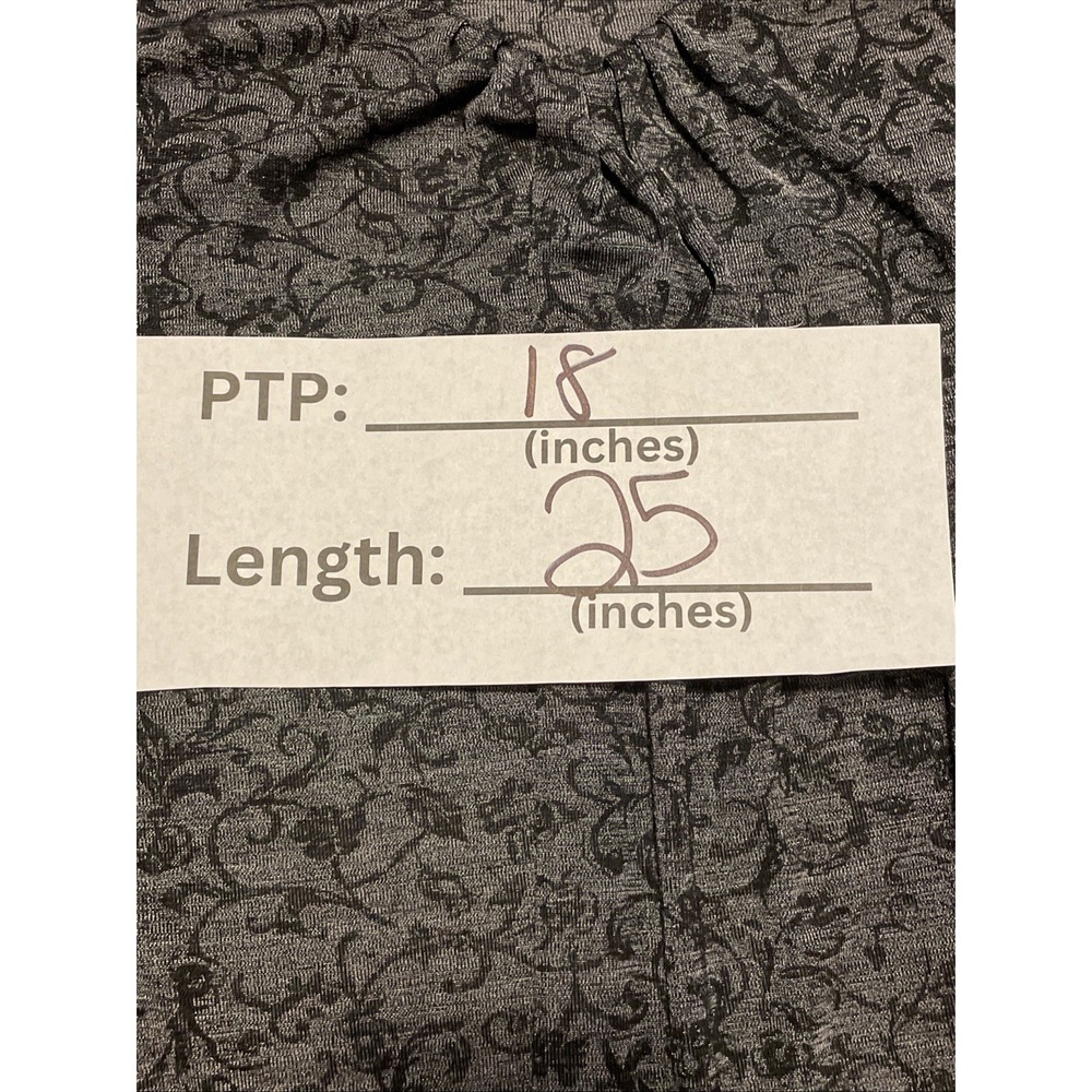 Briggs New York Large Gray Paisley Blouse Stretch V Neck Ruched Top - Picture 7 of 9
